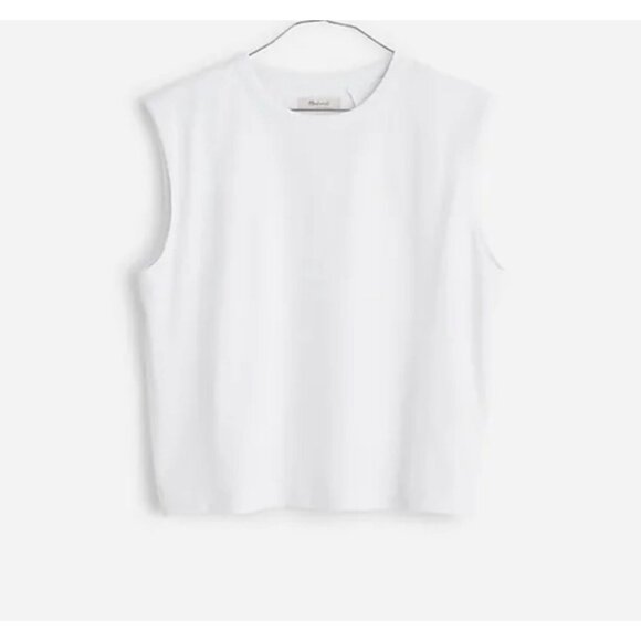 Madewell Womens Structured Muscle Tee Sleeveless White Cropped Tank Top Size L - Picture 3 of 6